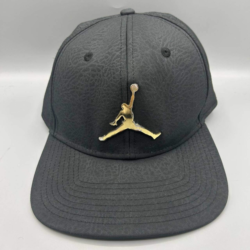 Air Jordan Hat Men Black Cement Elephant Gold Metal Jumpman Snap Back Cap New